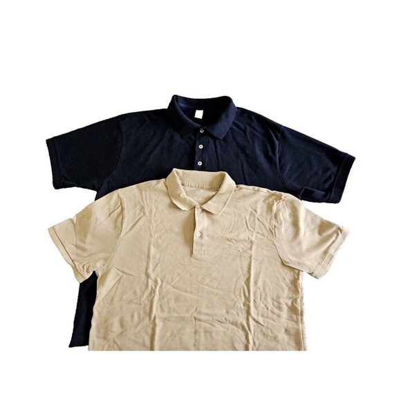 Gap Polo T Shirt Mens L Lot of 2 Black Beige Pique Cotton SS Normcore Casual VTG - Picture 1 of 16